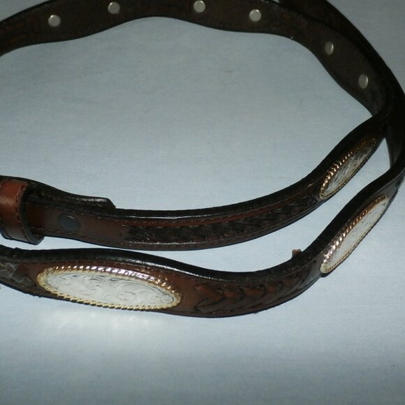 Grants Brown Braided Leather Western Belt with silver Conchos size 36 - Picture 11 of 15